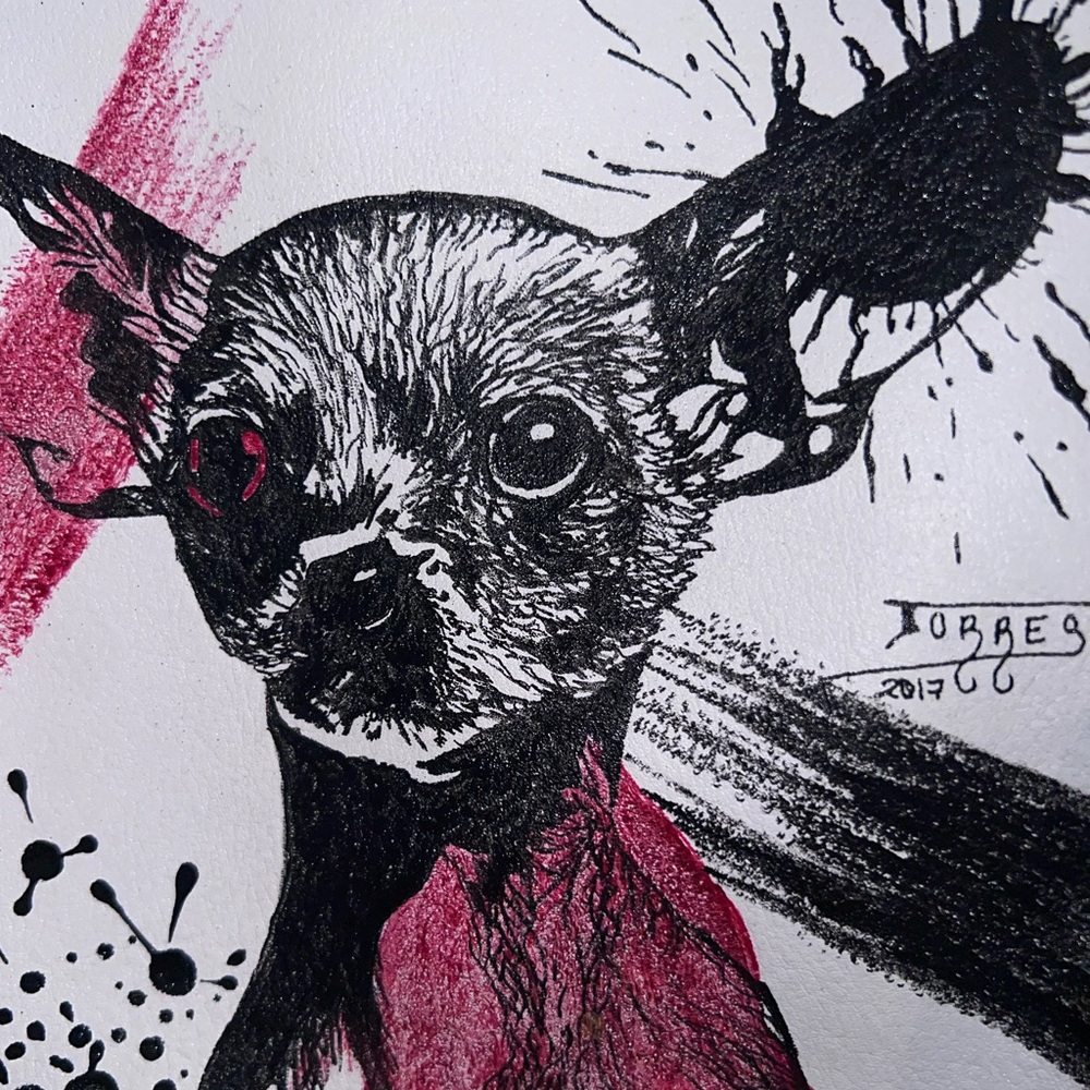 Prison Art PRISONER TATTOO Artist of Mexico leather purse badass chihuahua dog